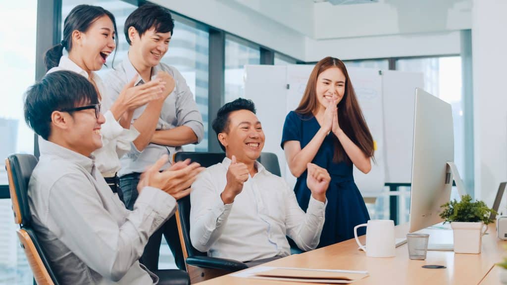 Millennial Group Of Young Businesspeople Asia Businessman And Bu