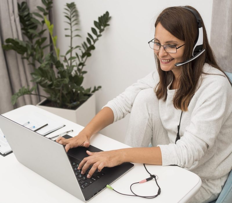 Adult Woman Working From Home